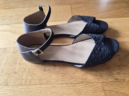 Sandale plate Cyrillus cuir, couleur bleu marine 