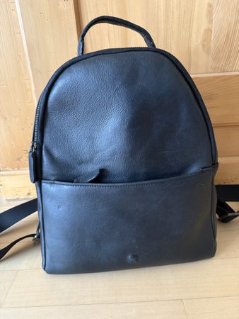 Navyboot Leder Rucksack schwarz