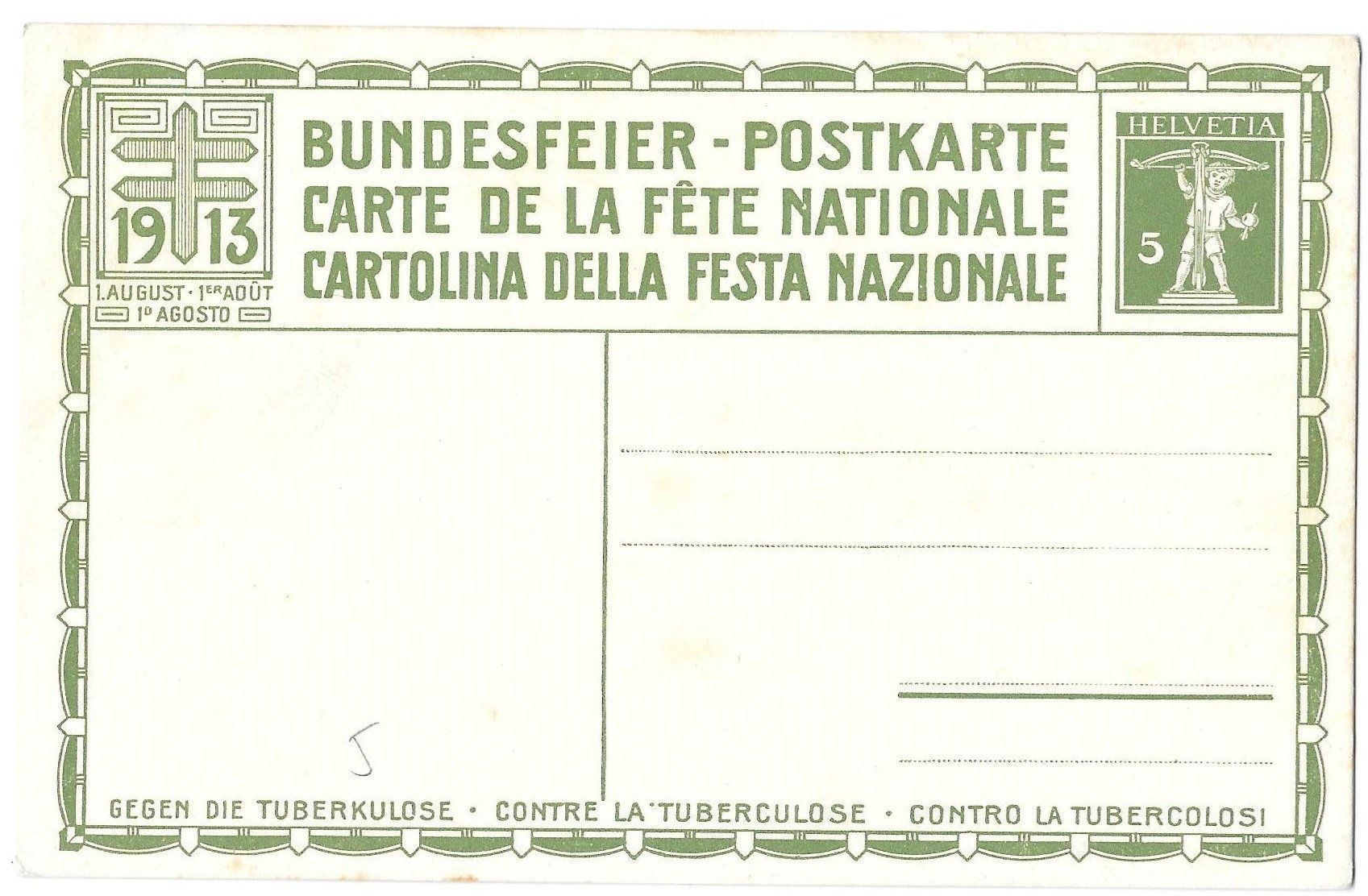 Tutti i francobolli: Bundesfeier-Postkarte Nr. 5 ** 1913 – Nuovo (secondo la descrizione) da Olten venduto da clotaldi 1
