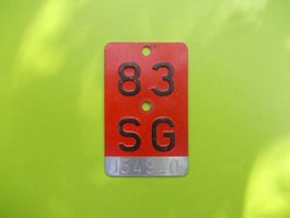 Velonummer / Fahrradnummer SG 83