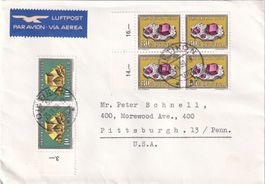 Pro Patriabrief mit Viererblock B89 und Paar B87 nach U.S.A.