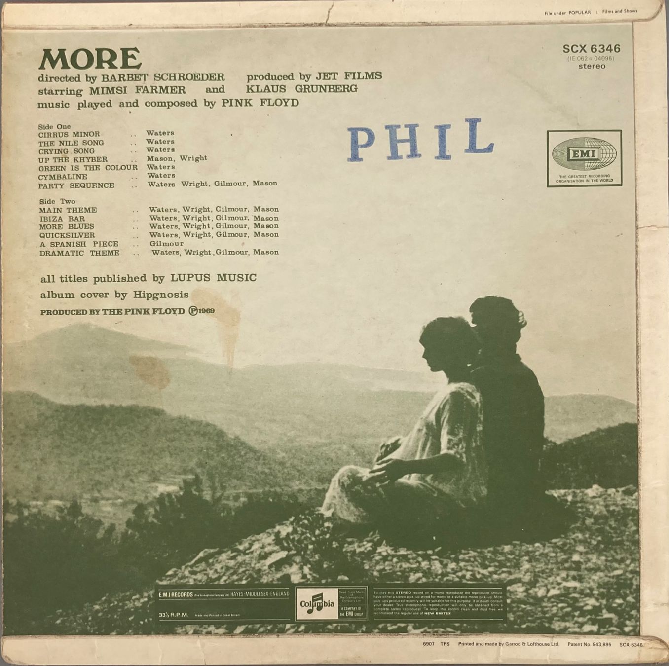 Dischi in vinile: PINK FLOYD - MORE – Usato da Poliez-Pittet venduto da Newtown-Records 1