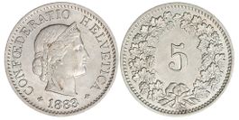 5 Rappen von 1883 (unzirkuliert)