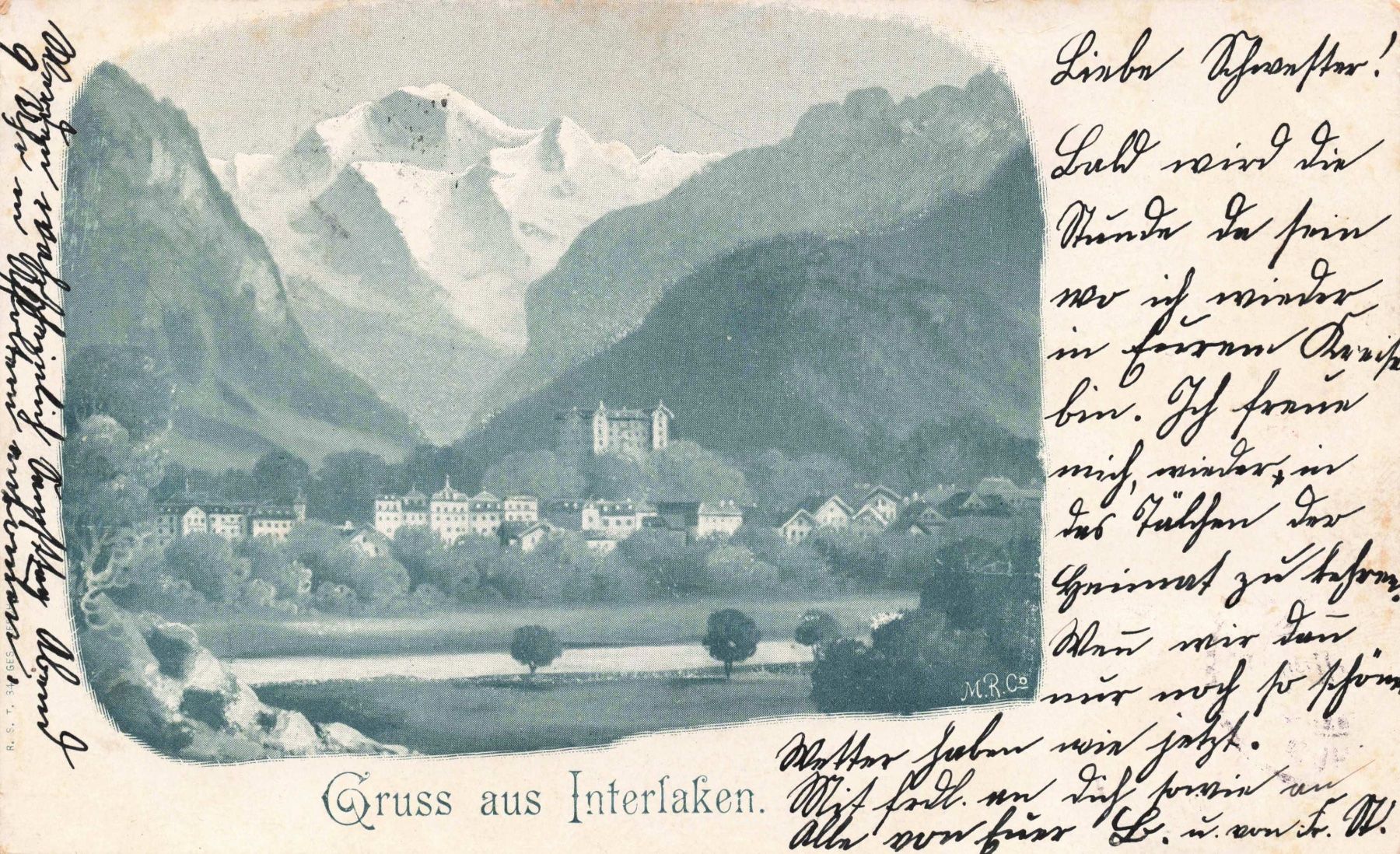 Ansichtskarten: Gruss Interlaken – Gebraucht aus Biasca von Blenio71
