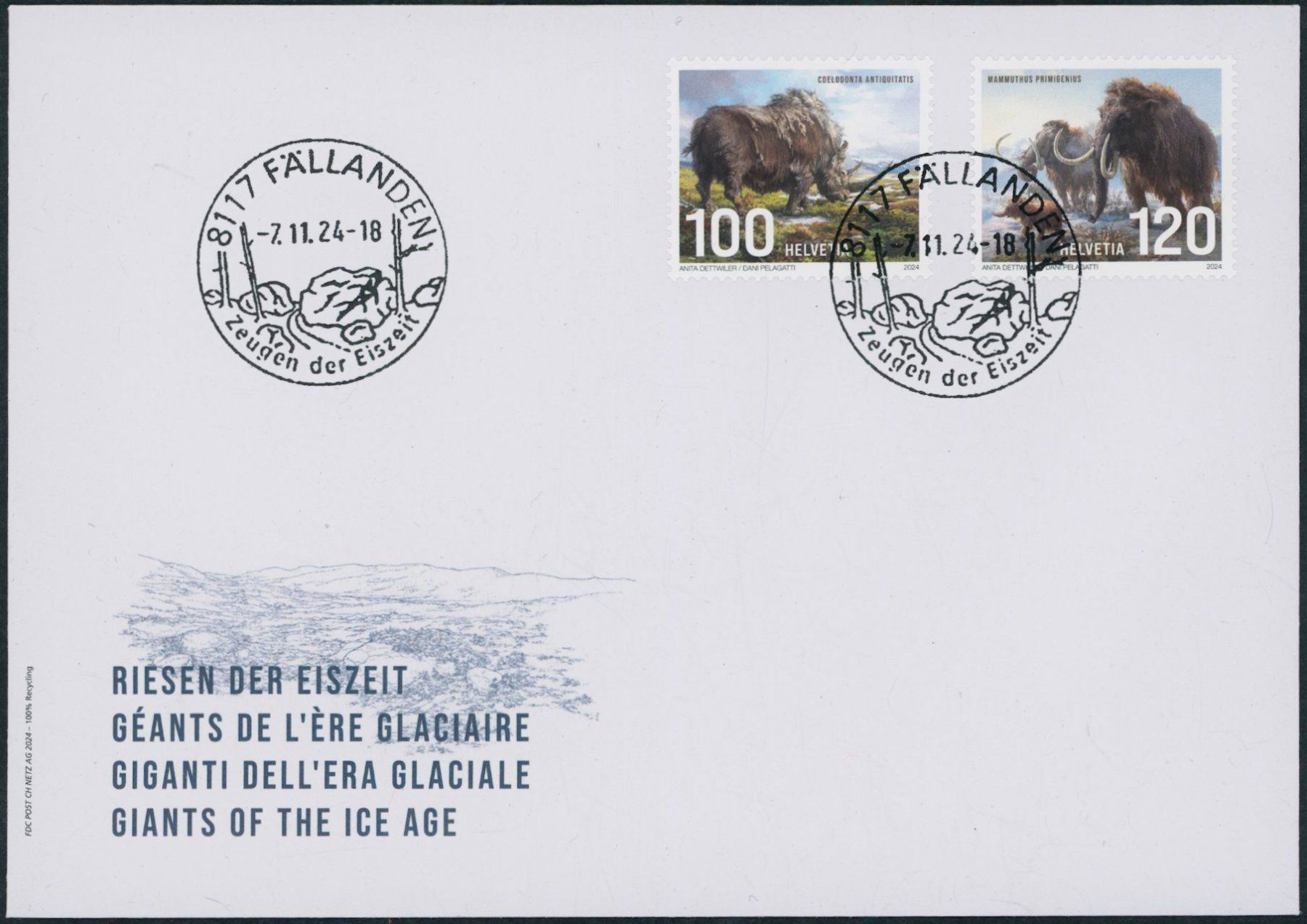 Alle Briefmarken: 2024 - Eiszeit - Ersttagsbrief FDC ET – Gebraucht aus Schindellegi von stationary