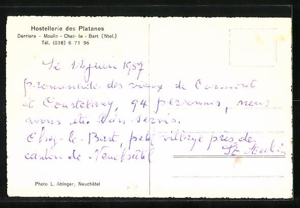 Cartoline postali: Chez-le-Bart /Ntel., Hostellerie des Pla – Usato da Berlin venduto da bartko-reher 1