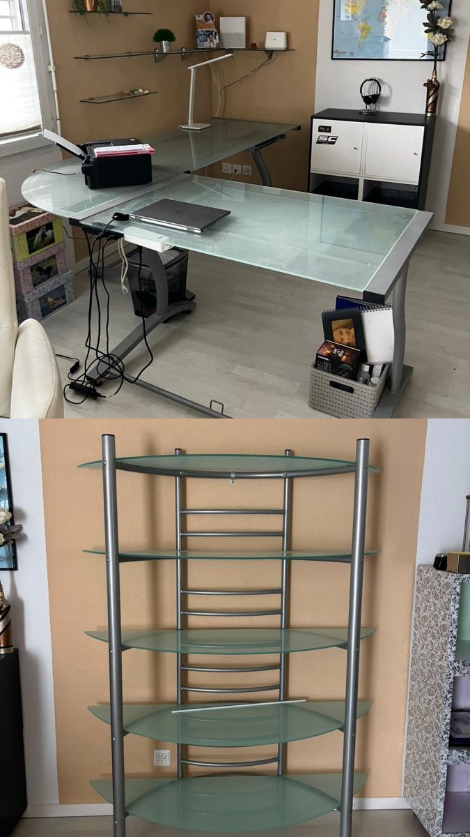 Étagères: Bürotisch und Gestell - Glas/Metall – D'occasion à Oberentfelden par lavitrine