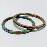 bracelets joncs cloisonnés vintage motifs floraux
