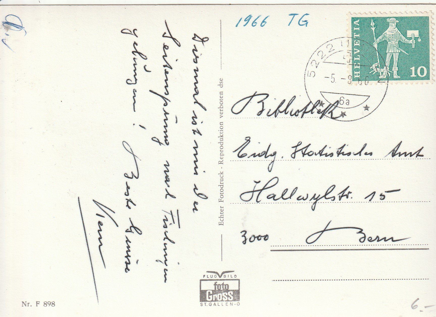 Cartoline postali: Fischingen-Flugaufnahme-1966 – Usato da uttwil venduto da Koehlerfred 1