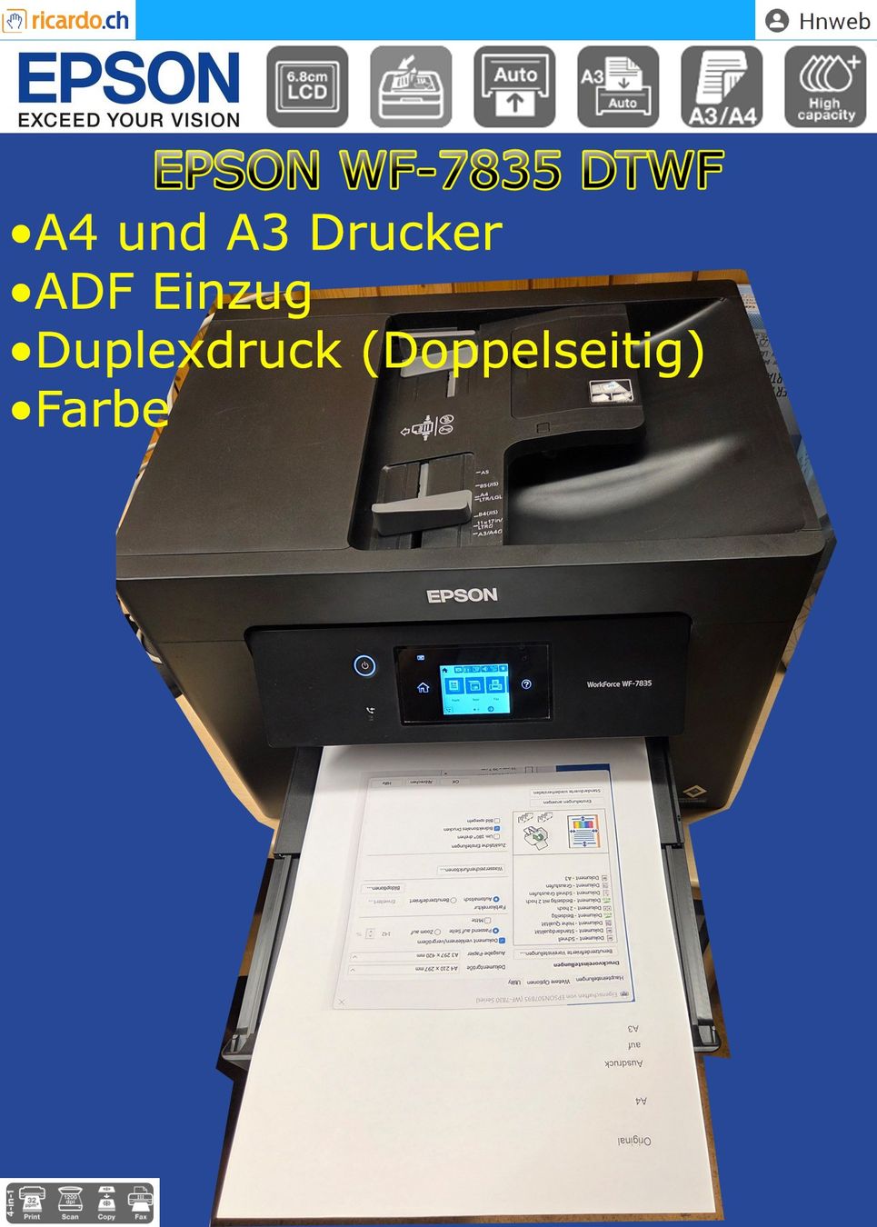 Epson Drucker: Epson WorkForce WF-7835DTWF Multifunktionsdrucker – Gebraucht aus Kaisten von Hnweb 4