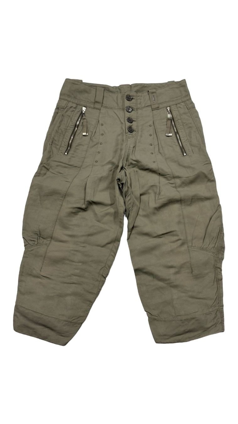 High Pantaloni: High Use Capri Hose Khaki 34 Leinen Viskose – Usato da Regensdorf venduto da secondchancefashion