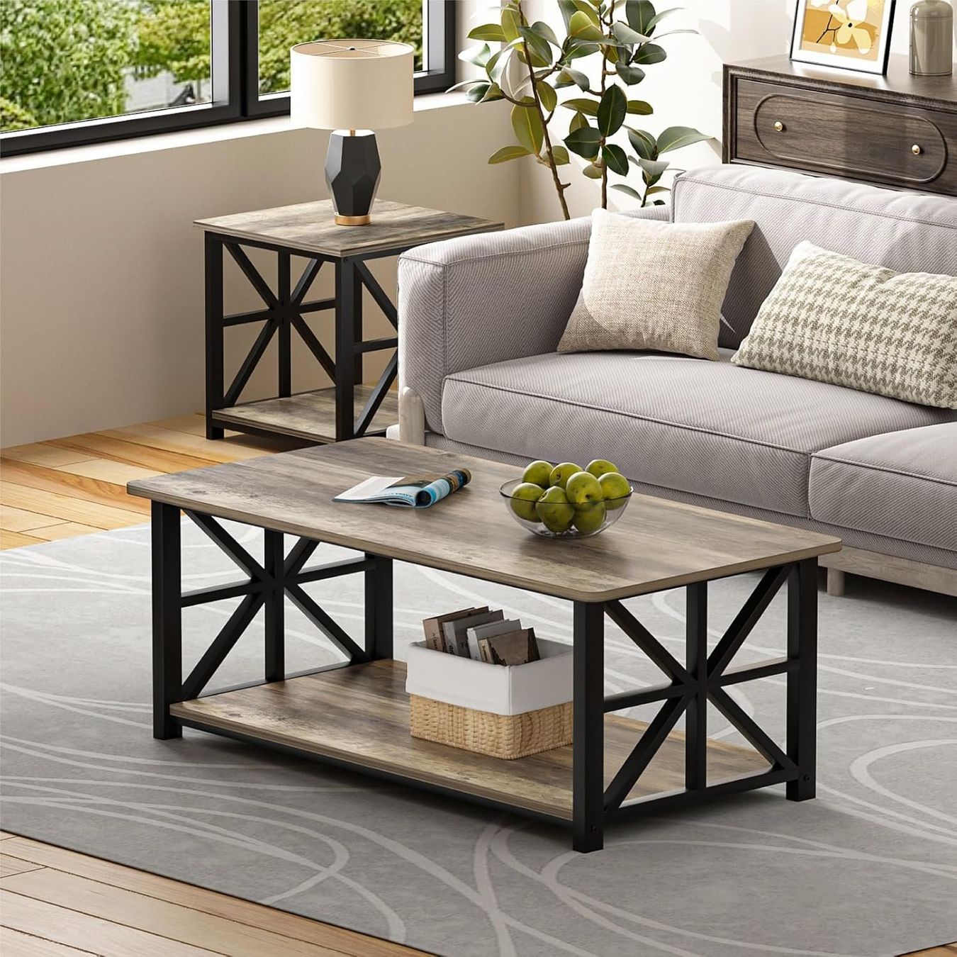 Tavoli: Couchtisch 100 cm mit Regal Sandeiche rustikal – Nuovo e nell'imballaggio originale da Schaffhausen venduto da schwizerchaes 1