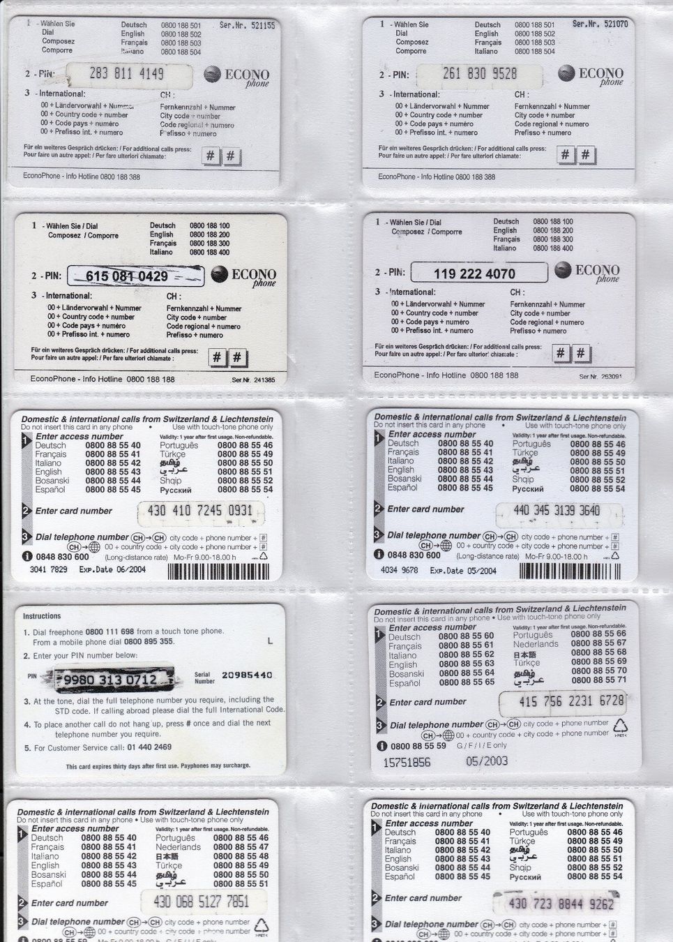 Schede telefoniche: Diverse Prepaid Telefonkarten div. Sujets CH – Usato da Neuenhof venduto da Wanton 1