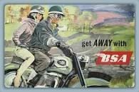 Blechschild-BSA-GET AWAY WITH-PAAR AUF M