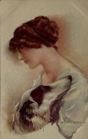 Künstler Karte, Frau, Hund