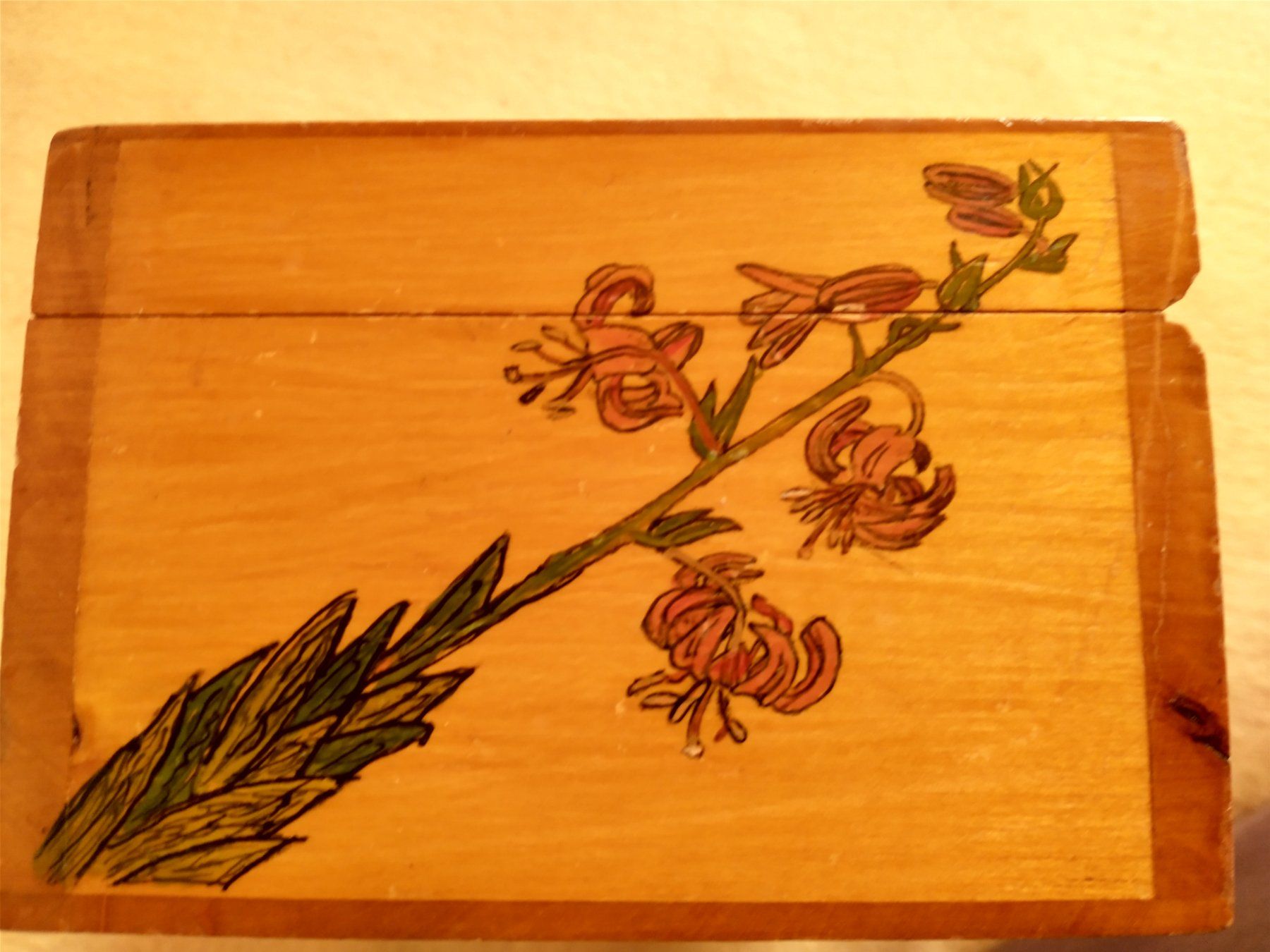 Dosen: Alte Holzschatulle, bemalte Blumen, Vintage – Gebraucht aus Löhningen von Chimae67 2