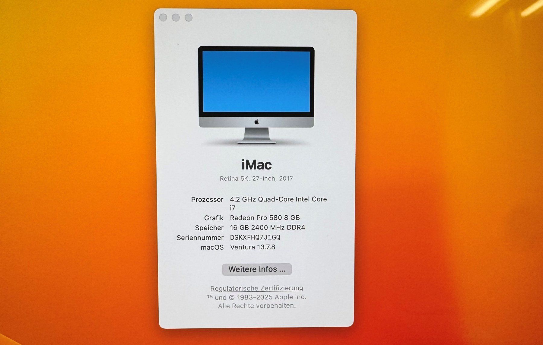 Apple PC: iMac - Retina 5K, 27 Zoll, 2017 – Usato da Zuzwil SG venduto da chueboden 1