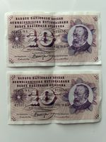 Banknoten Schweiz 1972, 2 Stück 10 Franken, fortl. Nummern