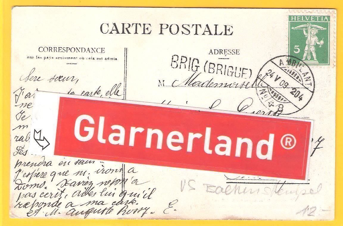 Cartoline postali: 24.5.1909 Gornergratbahnendstation Zermatt/Balkenstempl BRIG – Usato da Zürich venduto da Hagliweg 2