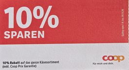 Gutschein 10%Rabatt auf Käse Sortiment im Coop