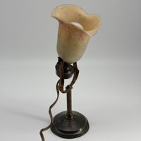 Lampe de table ancienne Art Nouveau verre marbré 32 cm