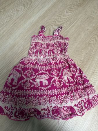 Mädchen Sommerkleid pink mit Elefanten-Muster Grösse 62