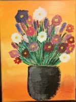 Blumenstrauss Gemälde, Acryl auf Leinwand, Sommerdeko