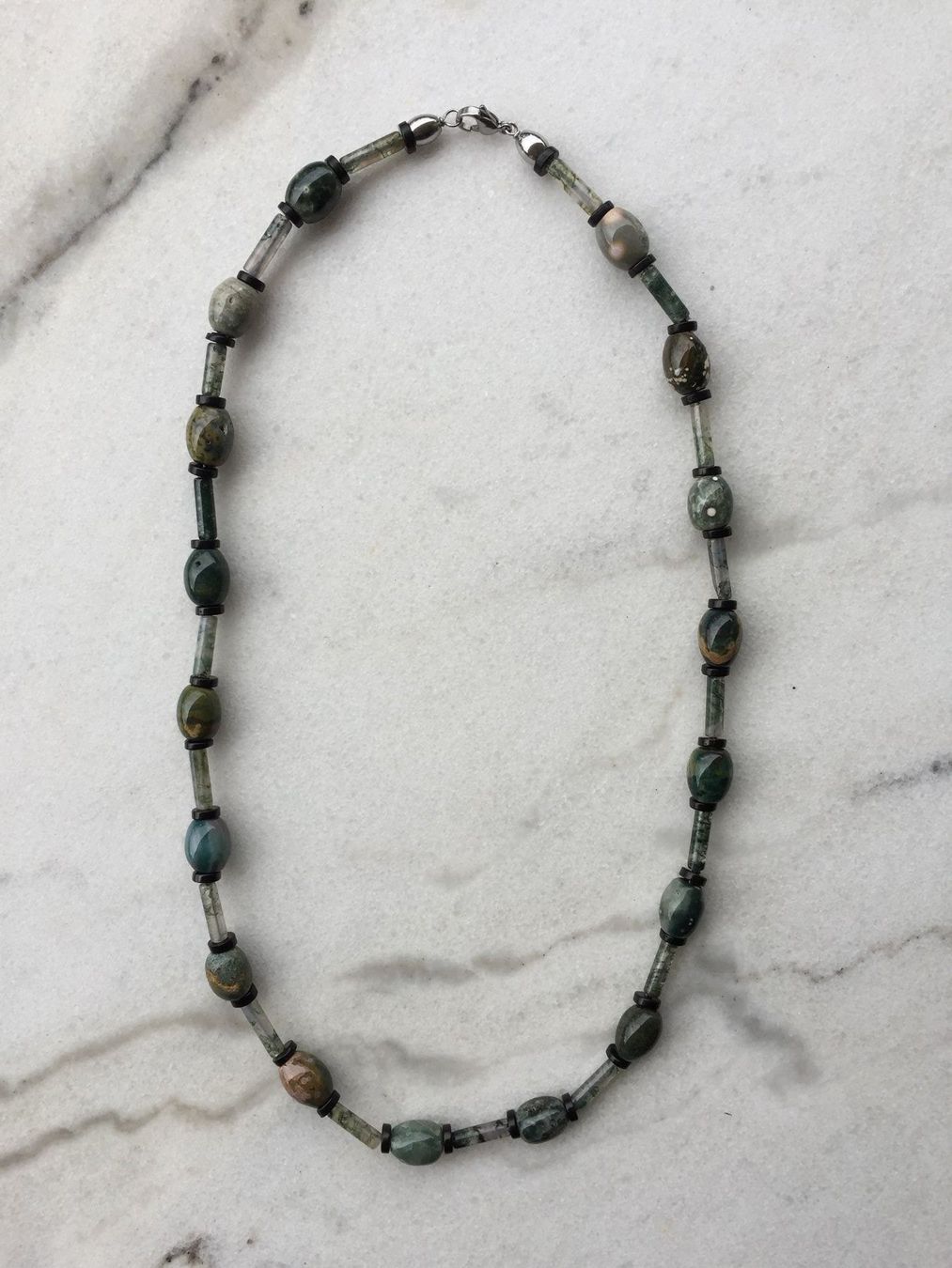 Catenine: Bunt-Jaspis und Moosachat Kette – Nuovo e nell'imballaggio originale da Luzern venduto da Pegasus003 3