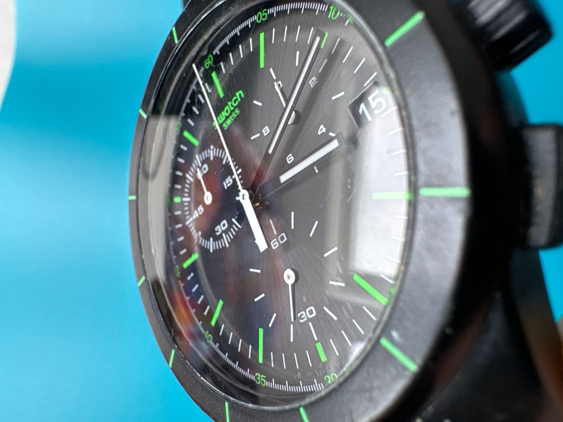 Swatch Orologi: Swatch schwarz Laser Track Men's Chronograph – Usato da Elgg venduto da Jo_Naj 4