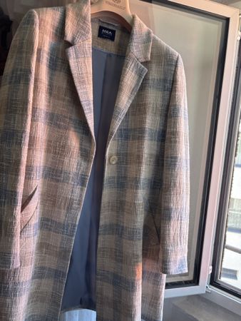 Giacca elegante MEA in lino/cotone, fantasia quadri, taglia 