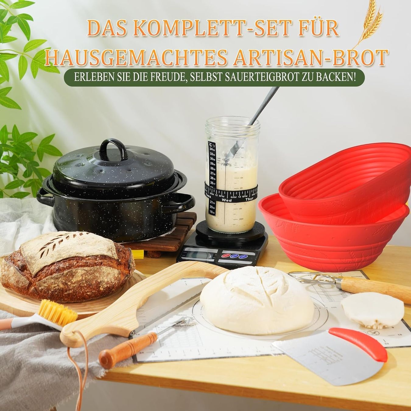 Elettrodomestici da cucina: Sauerteig Brotbackset Emailletopf Gärkorb Rund Rot – Nuovo e nell'imballaggio originale da Schaffhausen venduto da che_p9xl 5