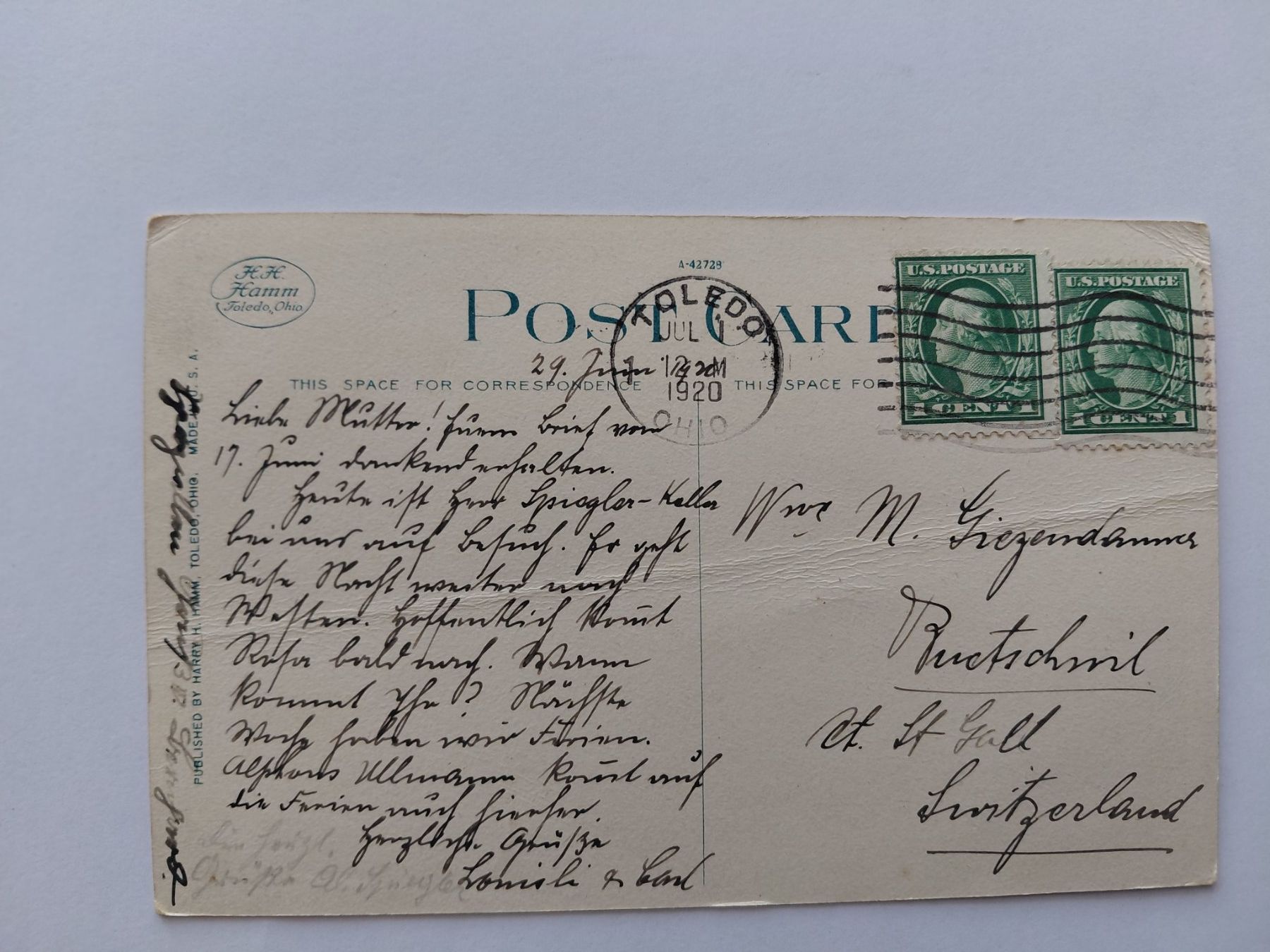 Cartoline postali: Ansichtskarte Walbridge Park Toledo Ohio 1920 – Usato da Wattwil venduto da yburgler 1