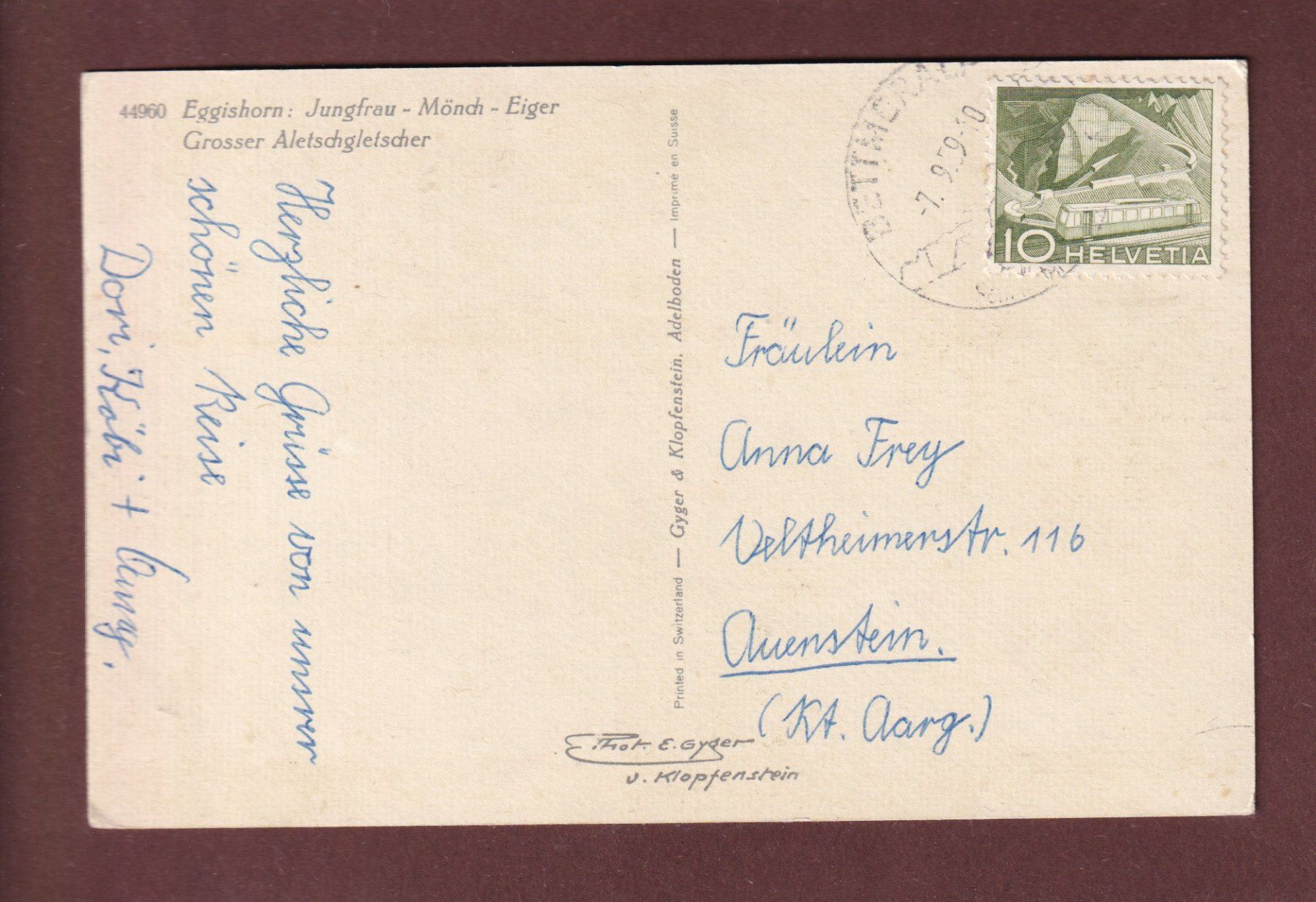 Cartoline postali: ALETSCHGLETSCHER - Ziege - 1959 – Usato da Pully venduto da nicecards-shop 1
