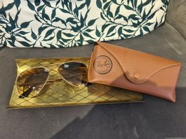 Ray-Ban Aviator Sonnenbrille, Gold/Braun, Top Zustand