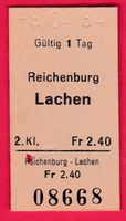KARTON BILLETT, REICHENBURG - LACHEN, 2.KLASSE, EINFACH