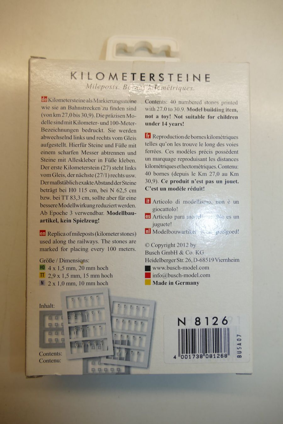 Busch Modelleisenbahnen: Busch N: 40xKilometer Steine – Neu und originalverpackt aus Niederhasli von rail-duerst 1