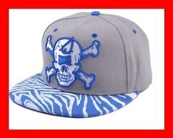 Basecap Totenkopf Zebra Skull GRAU Baseball Mütze gestreift