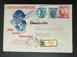 Ballonpost Ö. Brief Wels Flug ausgefallen 1949 Luxus (V394)