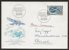 1963 Brief Flug 25 J. Pro Aero Flug Bern - Locarno