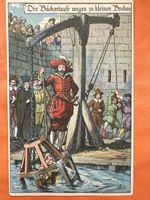 Alte Postkarte "Die Bäckerstaufe wegen zu kleinen Brodes" DE