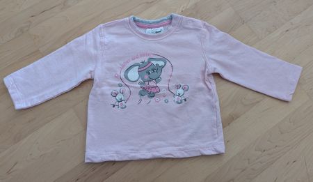 Langarmshirt/Pully Grösse 86 Mädchen Rosa Elefant