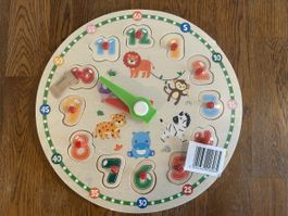 Holz Uhr-Puzzle Tiermotive für Kinder 2+ 