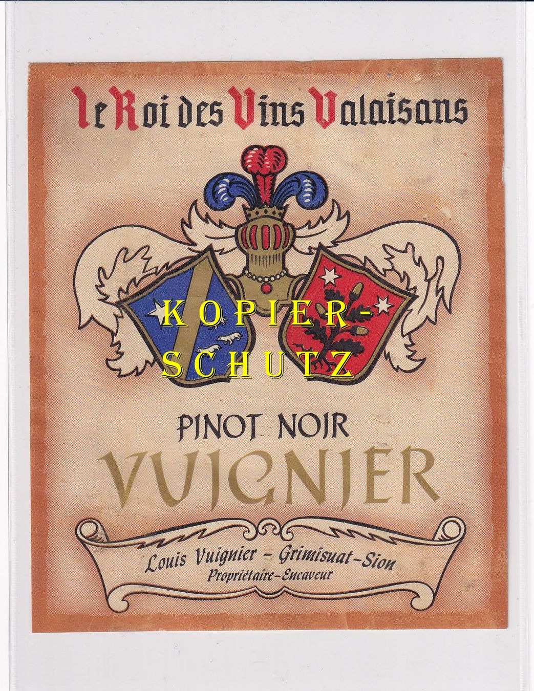 Papiere: Etikette - Pinot Noir "Vuignier" /bd – Gebraucht aus Hombrechtikon von Rudolf07