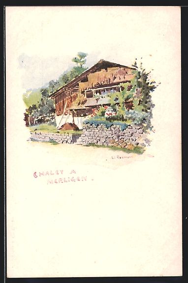 Cartoline postali: Künstler-AK Merligen, Chalet – Usato da Berlin venduto da bartko-reher