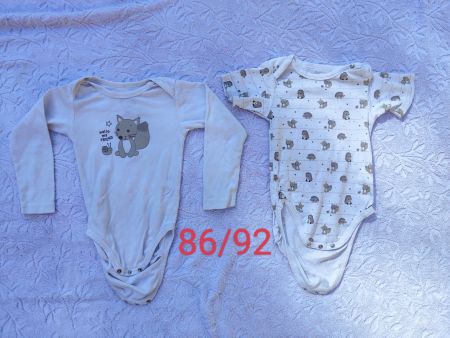 Gr. 86/92 2 Bodys mit Tierli. wie neu