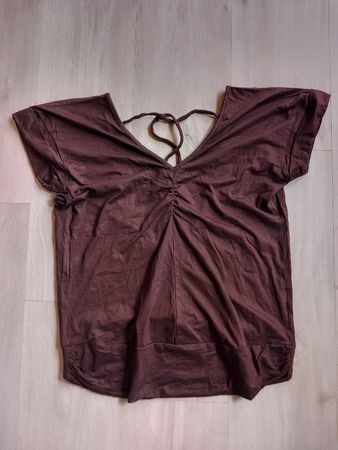 T-shirt dos nu marron en viscose Taille M