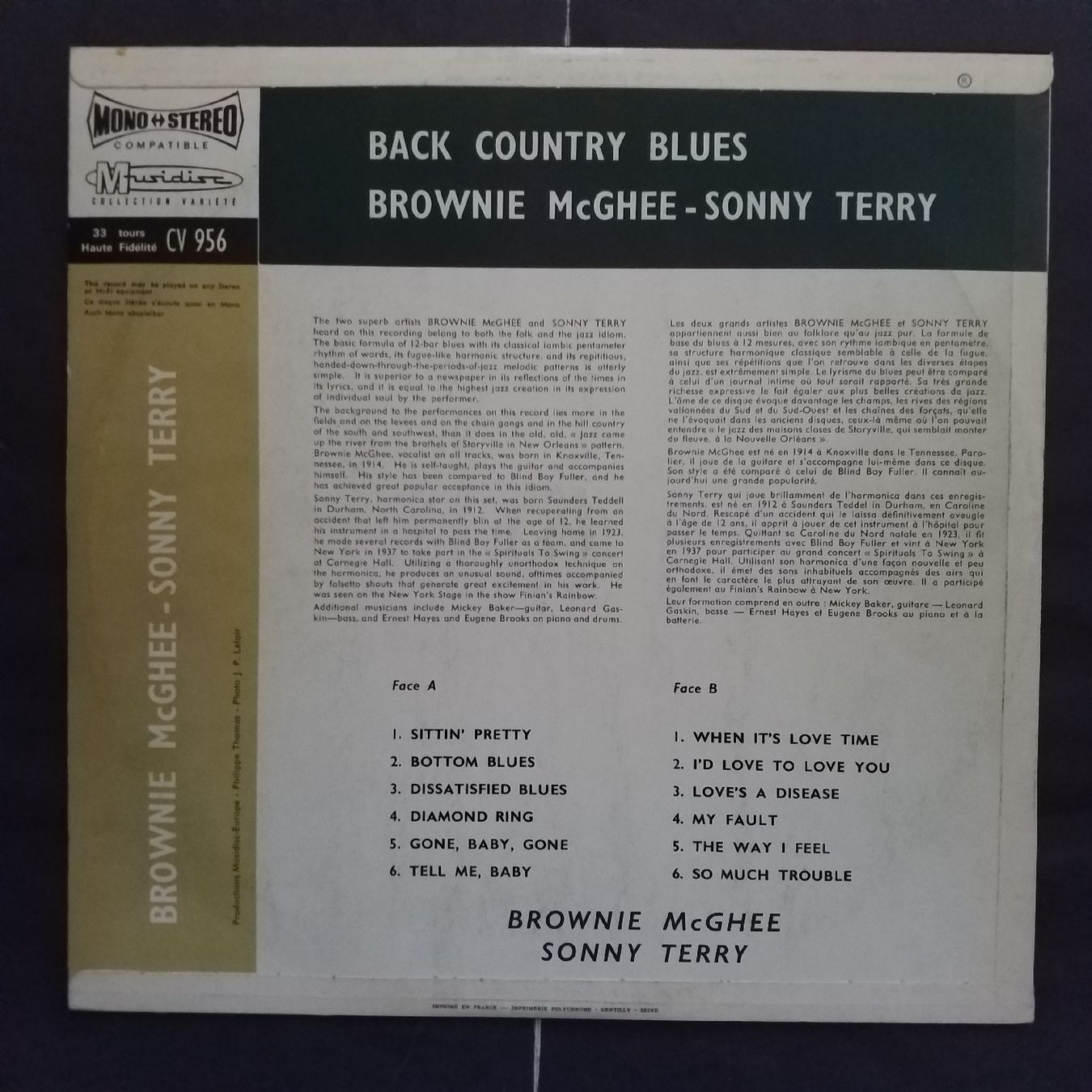 Schallplatten: B. Mc GHEE - S. TERRY,  back country blues - RE 60's  - NEW – Neu (gemäss Beschreibung) aus Yverdon-les-Bains von Jacotreut 1