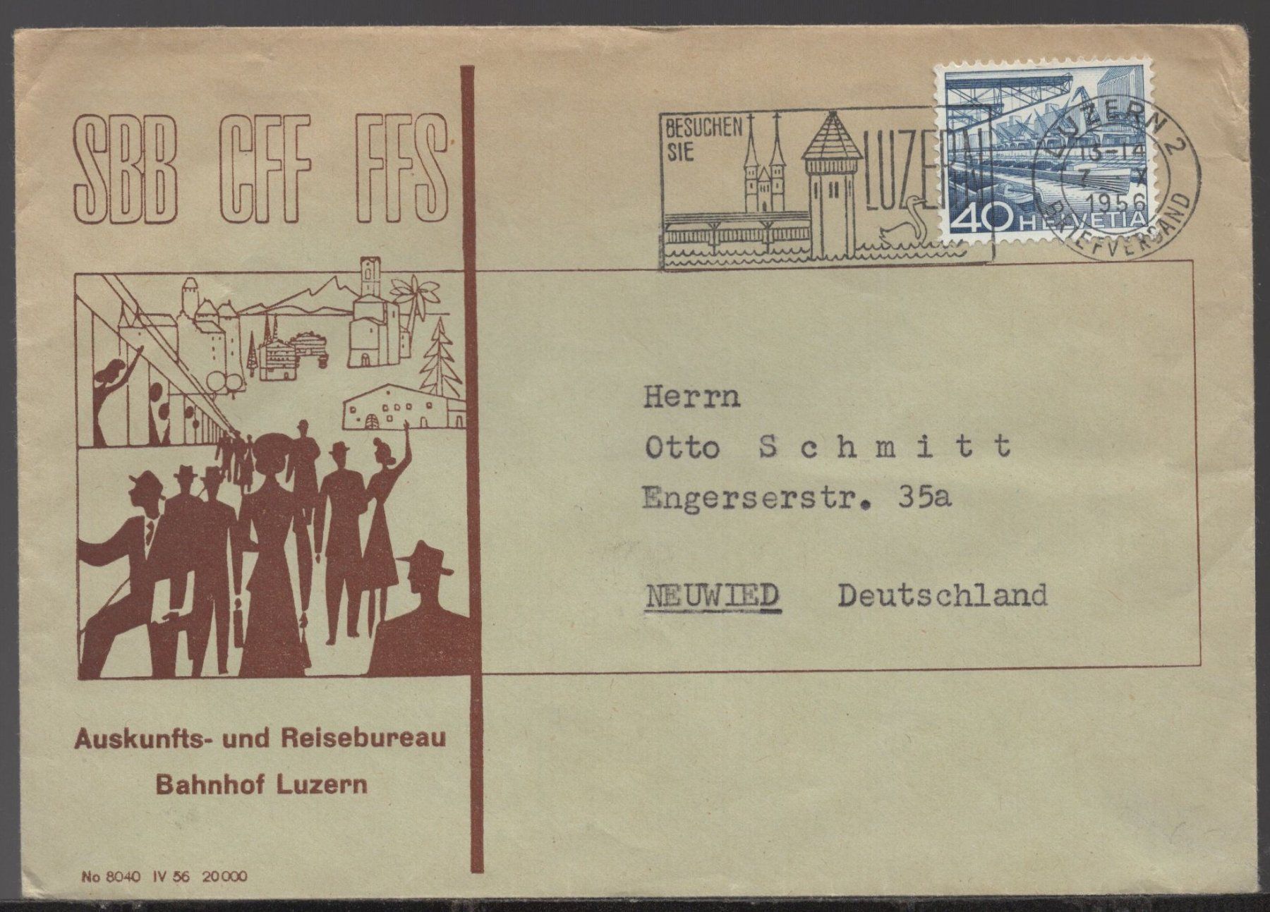Tous les timbres: LUZERN 7.X.1956  SBB  CFF  FFS – D'occasion à Aarau par kufi44
