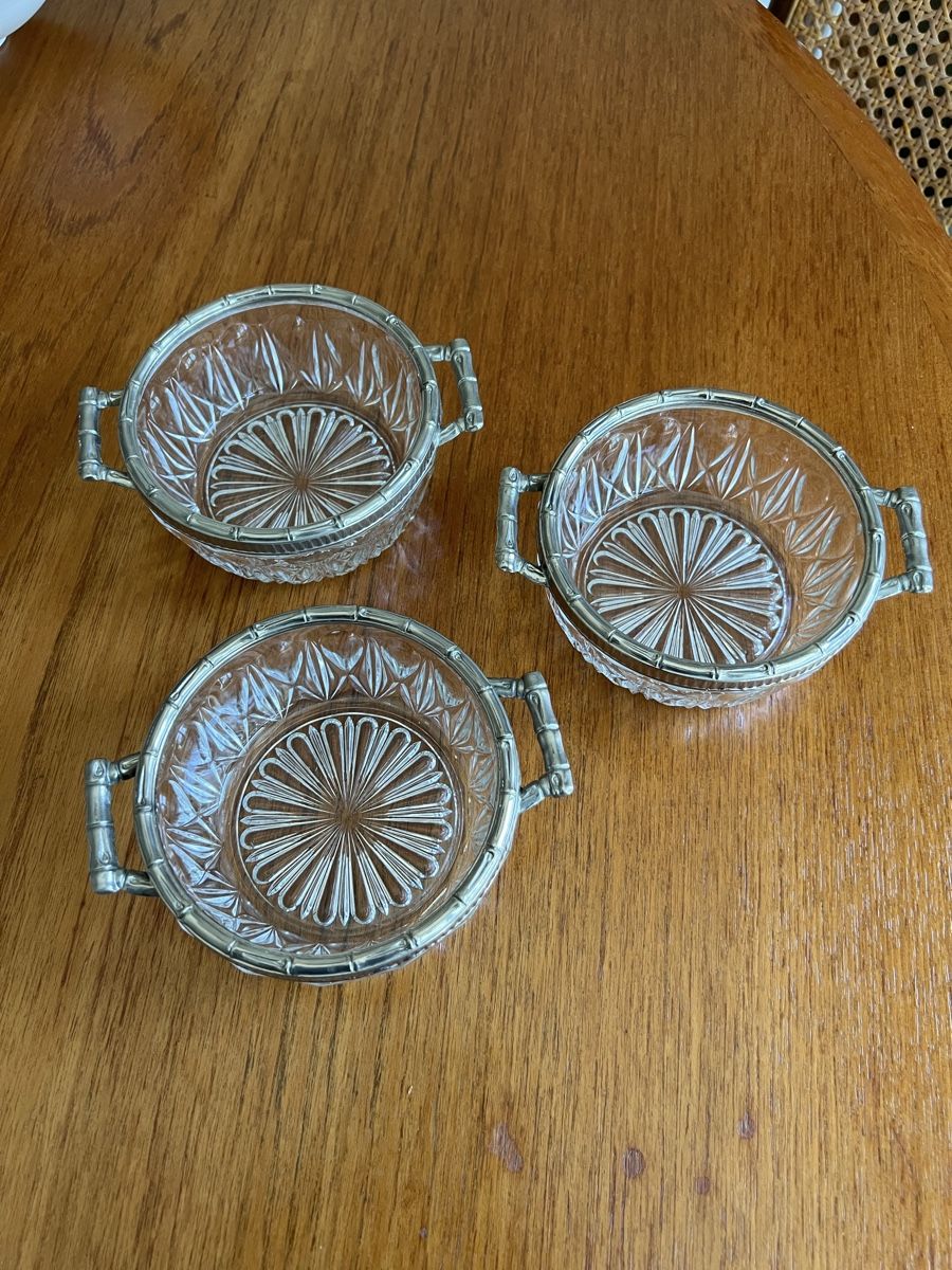 Ciotole: Silver plated Glas Webster Wilcox Italy bamboo – Usato da Zürich venduto da Zurich_TimeCapsule