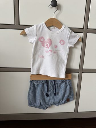 Benetton Baby Outfit, 1-3 Months, Summer Set, Top+Shorts